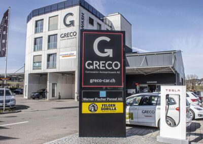 Placa da Greco Autoteile, parceira da Felgen Gorilla para reparo de jantes e serviço de peças de automóveis.